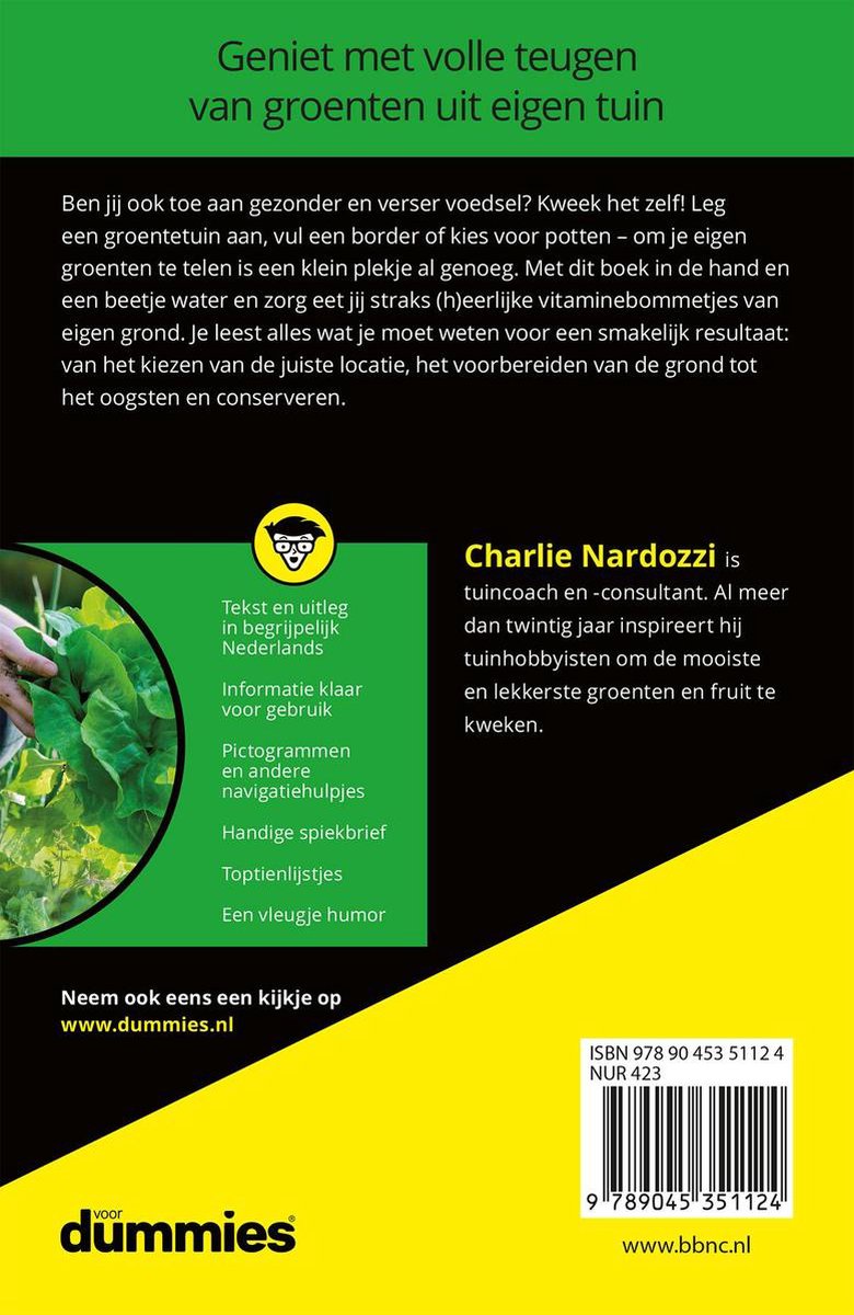 Boekomslag met de titel 'Geniet met volle teugen van groenten uit eigen tuin'.