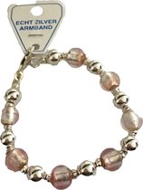 Petra's Sieradenwereld - Zilveren kinderarmband met roze stenen 16 cm (959)