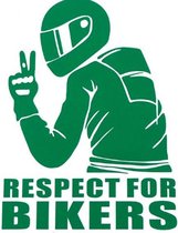 Groene respect for bikers autosticker - auto sticker - ca 15 x 15 cm