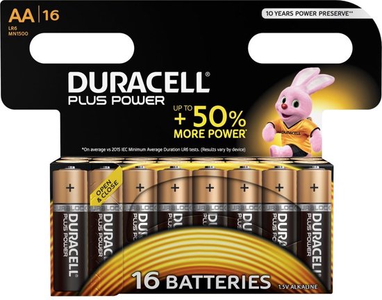 Duracell Plus Power, Batterie à usage unique, AA, Alcaline, 1,5 V, 16  pièce(s)