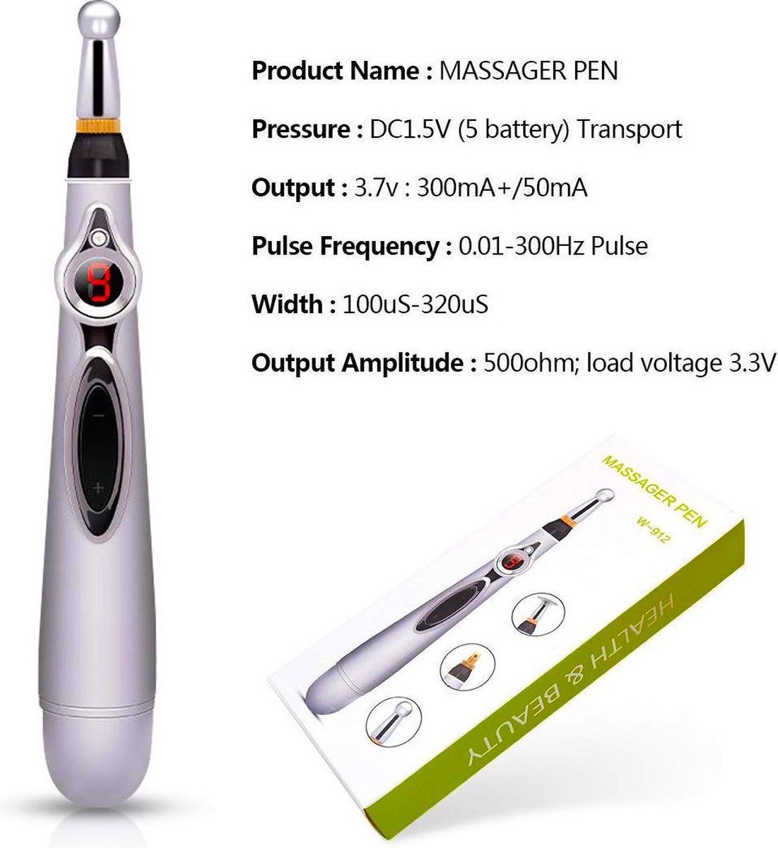 Massage Pen - Elektronische Acupunctuur Pen - Ronde en Platte Kop - Gel -  Handleiding... | bol.com