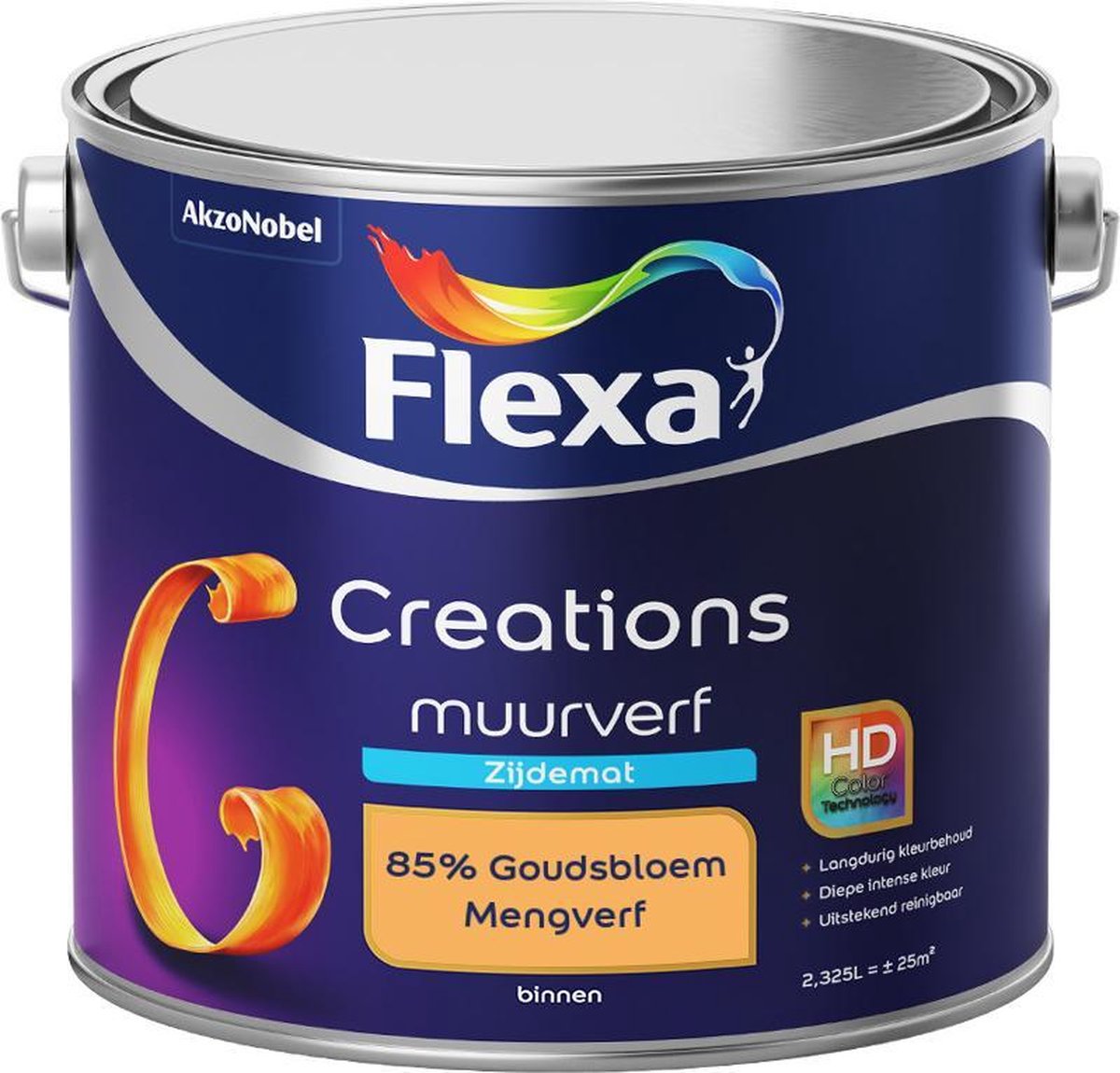 Flexa Creations - Muurverf Zijde Mat - Mengkleuren Collectie - 85% Goudsbloem - 2,5 liter