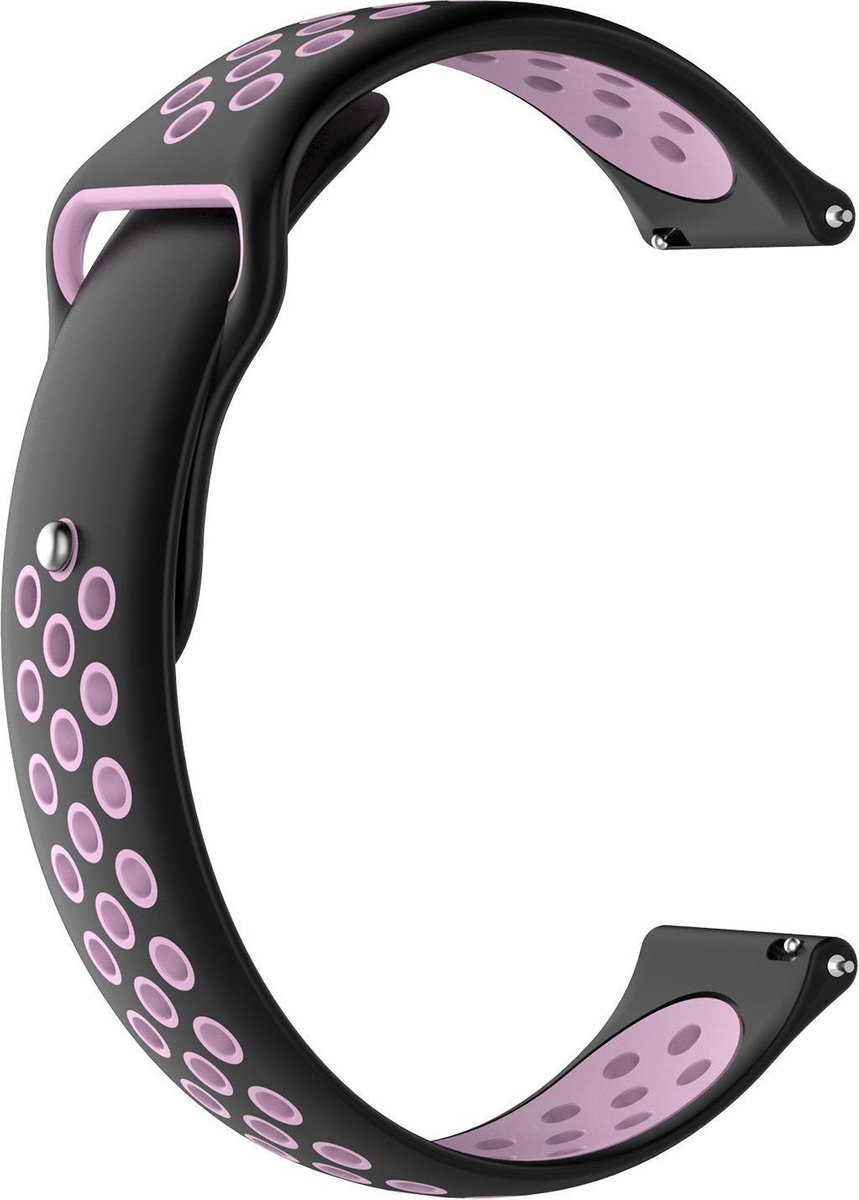 KELERINO. Siliconen horlogebandje - Universeel 20 mm - Zwart / Roze
