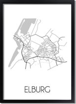 DesignClaud Elburg Plattegrond poster A4 + Fotolijst zwart (21x29,7cm)