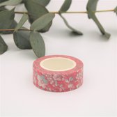 Rood met kersenbloesem - Decoratie washi / masking papier tape - 15 mm x 10 m -