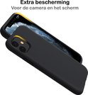 Zwart telefoonhoesje met gele rand, biedt extra bescherming voor camera en scherm van iPhone 11.