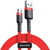 Baseus Cafule Series Micro-USB Gevlochten Kabel 2m Rood/Zwart