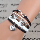 armband zwart wit Infinity Vogels Sister multilayer