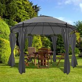 Paviljoen met gordijnen rond 3,5x2,7 m antraciet