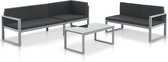 3-delige Loungeset met kussens aluminium zwart
