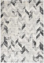 Vloerkleed 140x200 cm PP grijs en wit