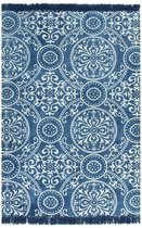 Kelim vloerkleed met patroon 120x180 cm katoen blauw