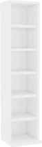 Cd-kast - Spaanplaat - Hoogglans Wit - 21x20x88 cm - 6 vakken