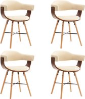 Eetkamerstoelen 4 st kunstleer en gebogen hout créme