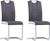Eetkamerstoelen 2 st kunstleer grijs