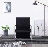 Fauteuil met chromen poten fluweel zwart