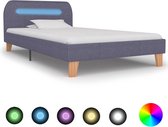 Bedframe met LED stof lichtgrijs 90x200 cm