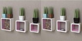 Wandplanken kubus 6 st wit en roze