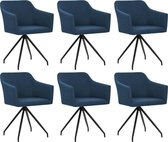 Eetkamerstoelen draaibaar 6 st stof blauw