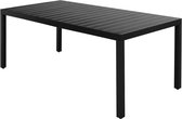 Tuintafel - Aluminium frame en HKC tafelblad - Zwart - 185x90x74 cm - Weerbestendig -