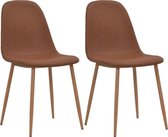 Eetkamerstoelen 2 st kunstleer bruin