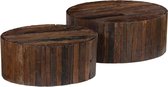 Salontafelset massief gerecycled bielshout 2-delig