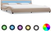 Bedframe met LED kunstleer cappuccino 180x200 cm