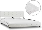 Bed met matras kunstleer wit 140x200 cm