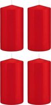 4x Rode cilinderkaarsen/stompkaarsen 8 x 15 cm 69 branduren - Geurloze kaarsen – Woondecoraties
