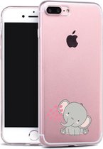 Apple Iphone 7 Plus / 8 Plus Siliconen telefoonhoesje transparant - Olifantje hartjes