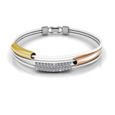Yolora Dames Bangle Armband - 72 Kalpa Camaka Kristallen - 18K Witgoud, Geelgoud en Roségoud Verguld - Vrouwen Armband Zilver- Goud en Rosé kleurig - Sieraden - Luxe Giftbox - Geschenkdoos - 