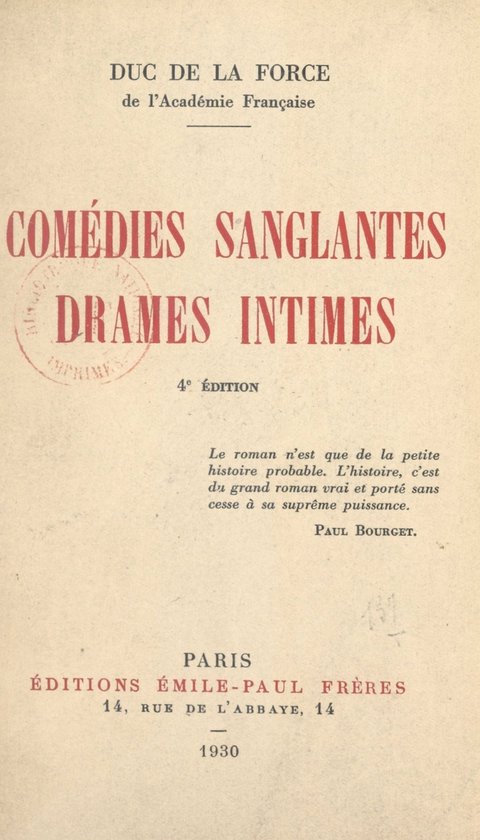 Comédies sanglantes, drames intimes