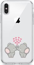Apple Iphone XS Max siliconen telefoonhoesje transparant - Olifantjes/hartjes