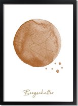 DesignClaud FOLIEDRUK Sterrenbeeld poster Boogschutter – Bruin Formaten: A4 + fotolijst zwart