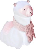 Lama nachtlamp wit met roze - kinderlamp hoogte 17 cm