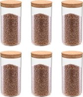 Opbergpotten met kurken deksel 6 st 1100 ml glas