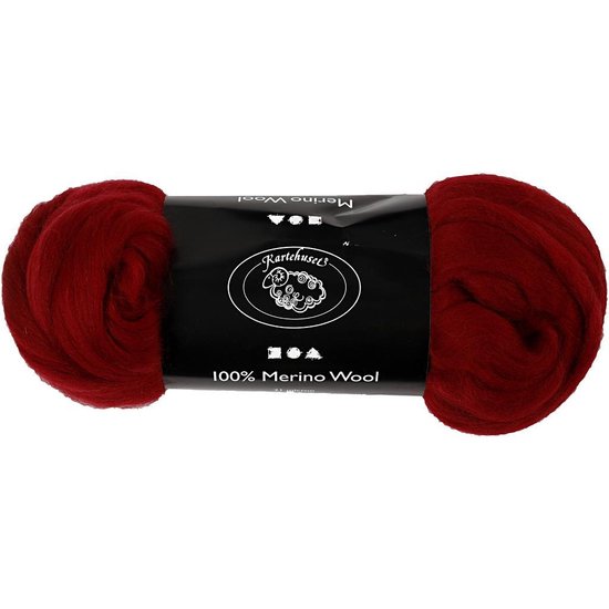 Merino wol, 21 micron, dark red, Zuid-Afrika, 100 gr - Creotime