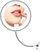 WiseGoods - Vergroot Spiegel - Flexibele Make Up Spiegel met LED Verlichting - Cosmetica Spiegel - Scheerspiegel - Wit / Zilver