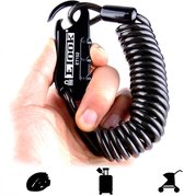 Compact Zwart Handpalmformaat (10cm) Mini Cijferslot met Telescopische Kabel van Staaldraad tot 1,5M - 1000mm combinatieslot - 100cm kabelslot - Wielrenslot - Mountainbikeslot - Helmslot - Ko