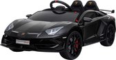 Lamborghini Aventador SVJ 12 Volt Elektrische Kinderauto met Rubberen banden, Leren zitje en Afstandsbediening (Zwart)