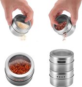 WiseGoods Magnetische Kruidenpotjes RVS - Kruiden Specerijen Potjes - Kruiden Pot - 6 stuks met 5 vellen etiketten