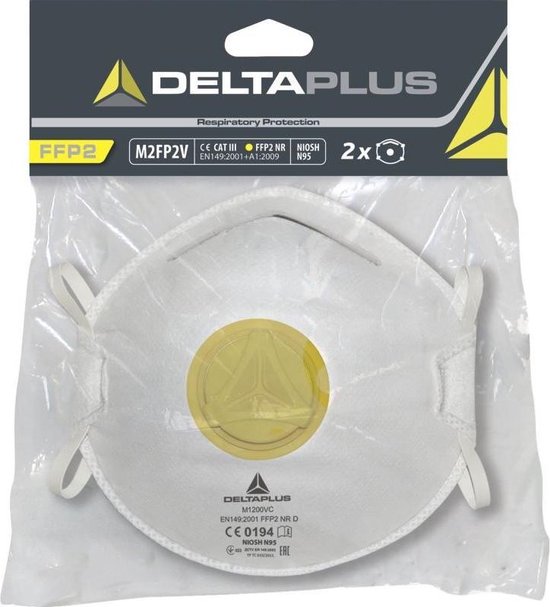 Foto: Delta plus ffp2 masker met ventiel 2 stuks