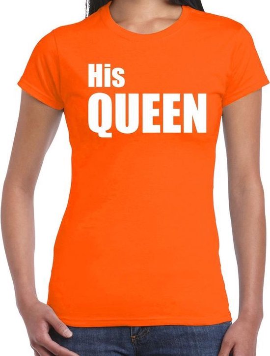Kip Heel overdracht His queen t-shirt oranje met witte letters voor dames - Koningsdag - fun  tekst shirts... | bol.com
