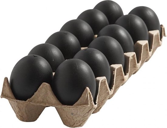 Set van 36x stuks eieren zwart plastic 6 cm - Paaseieren - Pasen decoratie  knutsel... | bol.com