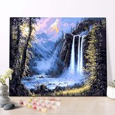 JDBOS ® Schilderen op nummer Volwassenen - Grote waterval - Verven volwassenen - 40x50 cm