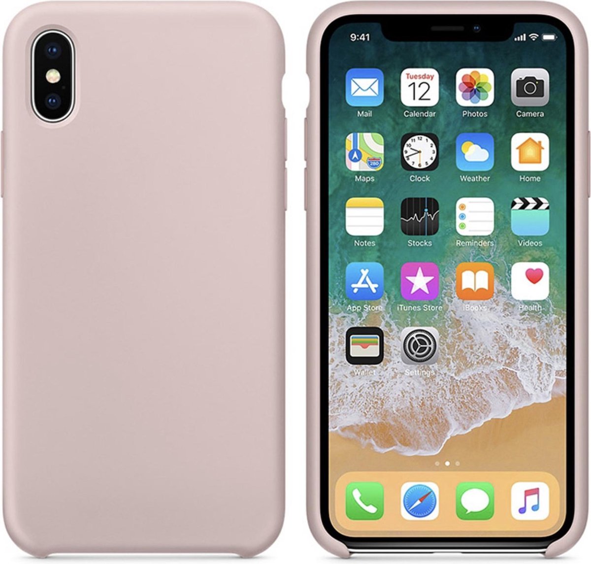 Geschikt voor Luxe siliconen hoesje - zand roze - voor Apple iPhone XR - suède binnenkant