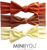 MINIIYOU® Set Per 3 stuks |  geel - bruin | Peuter haarbandjes 2-4 jaar | Meisjes haarbandjes met strik |
