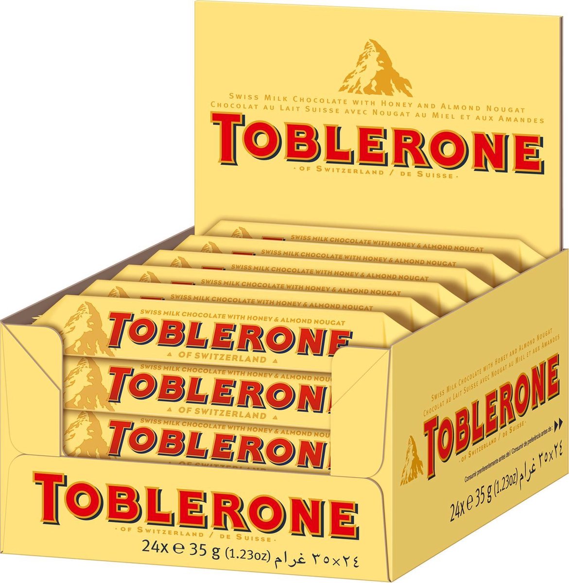 Toblerone Zwitserse Chocoladerepen - grootverpakking - 24 repen a 35 gram - Toblerone