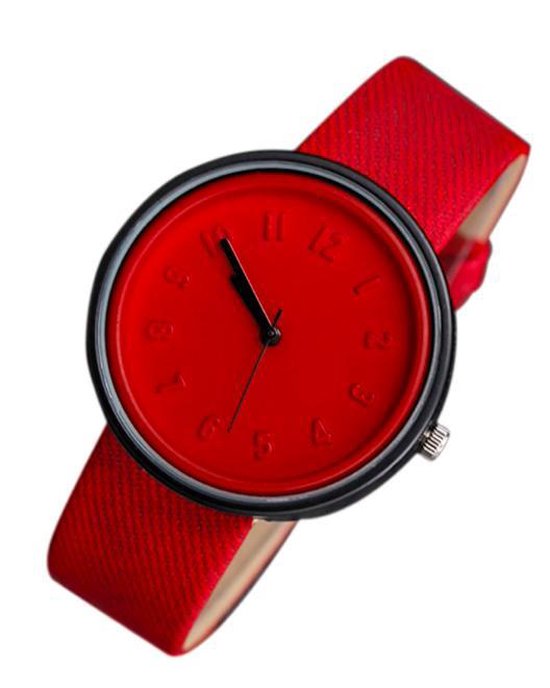 Hidzo Horloge - ø 37 mm - Rood - Kunststof - In Horlogedoosje