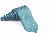 Zijden stropdassen - stropdas heren ThannaPhum Zijden stropdas lichtgroen met witte stippen